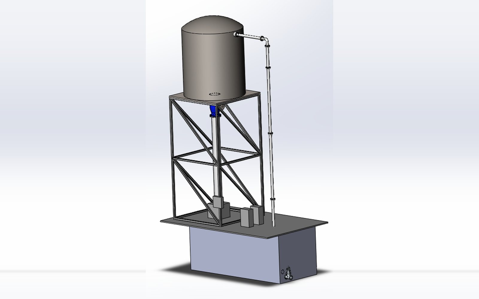 CAD model of the pico-hydro turbine test rig
